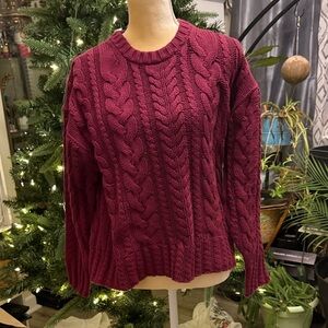 J. Crew Cable Knit Sweater - Deep Red